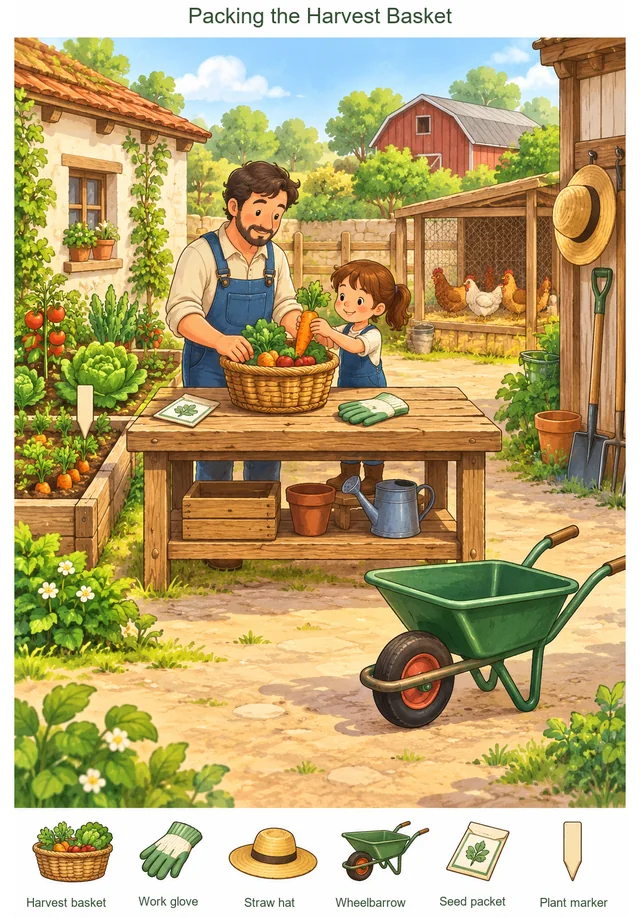 Packing the Harvest Basket colorful hidden picture puzzle preview