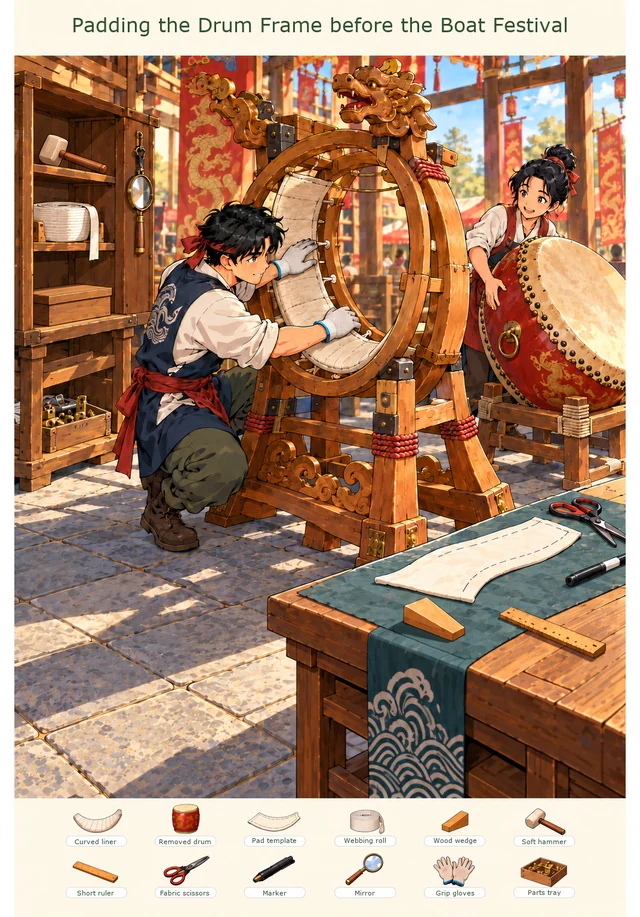 Padding the Drum Frame before the Boat Festival colorful hidden picture puzzle preview