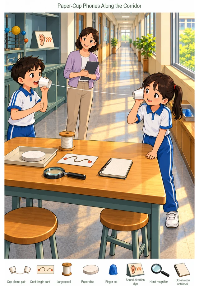 Paper-Cup Phones Along the Corridor colorful hidden picture puzzle preview