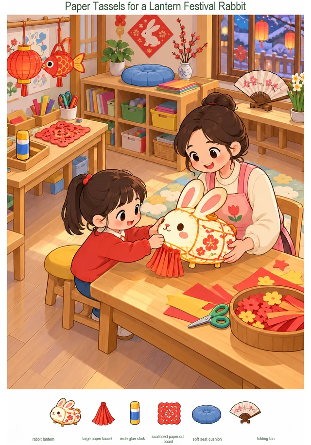 Paper Tassels for a Lantern Festival Rabbit colorful hidden picture puzzle preview