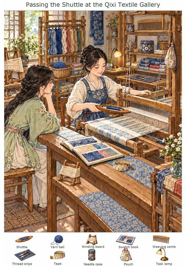 Passing the Shuttle at the Qixi Textile Gallery colorful hidden picture puzzle preview