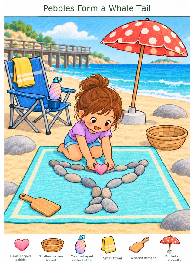 Pebbles Form a Whale Tail colorful hidden picture puzzle preview