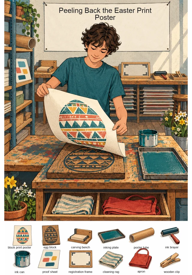 Peeling Back the Easter Print Poster colorful hidden picture puzzle preview