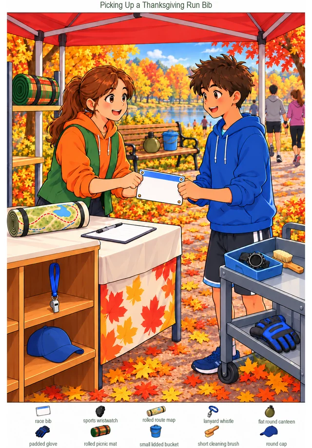 Picking Up a Thanksgiving Run Bib colorful hidden picture puzzle preview