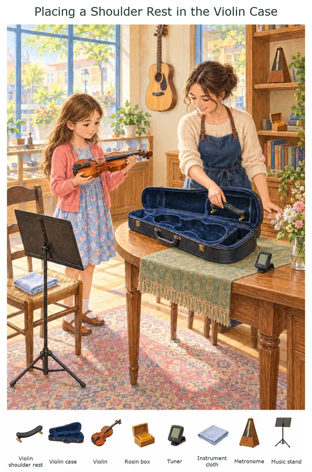 Placing a Shoulder Rest in the Violin Case colorful hidden picture puzzle preview