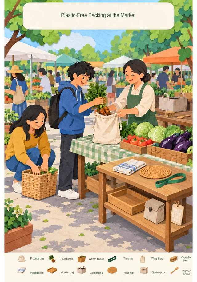 Plastic-Free Packing at the Market colorful hidden picture puzzle preview