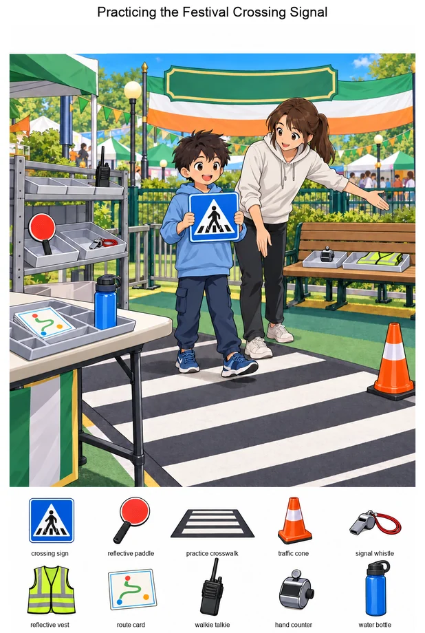 Practicing the Festival Crossing Signal colorful hidden picture puzzle preview