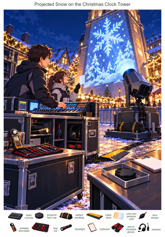 Projected Snow on the Christmas Clock Tower colorful hidden picture puzzle preview