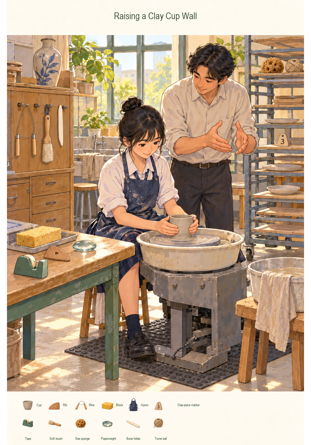 Raising a Clay Cup Wall – full-color hidden picture puzzle with 12 objects to find