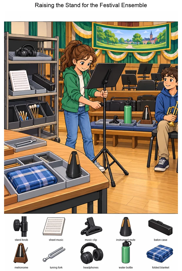 Raising the Stand for the Festival Ensemble colorful hidden picture puzzle preview