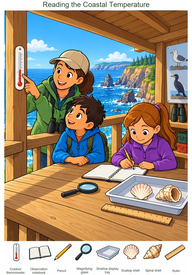 Reading the Coastal Temperature colorful hidden picture puzzle preview