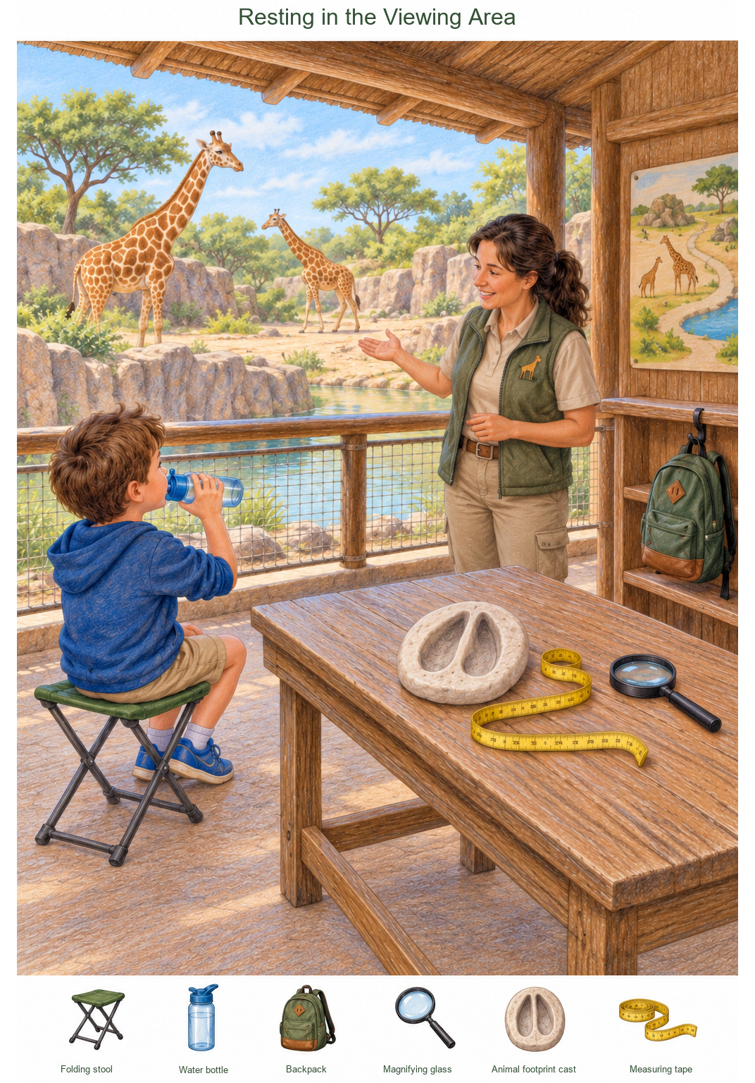Resting in the Viewing Area – full-color hidden picture puzzle with 6 objects to find