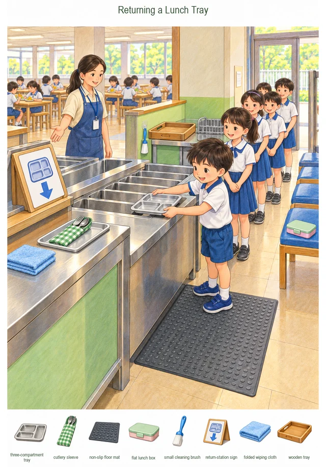 Returning a Lunch Tray colorful hidden picture puzzle preview