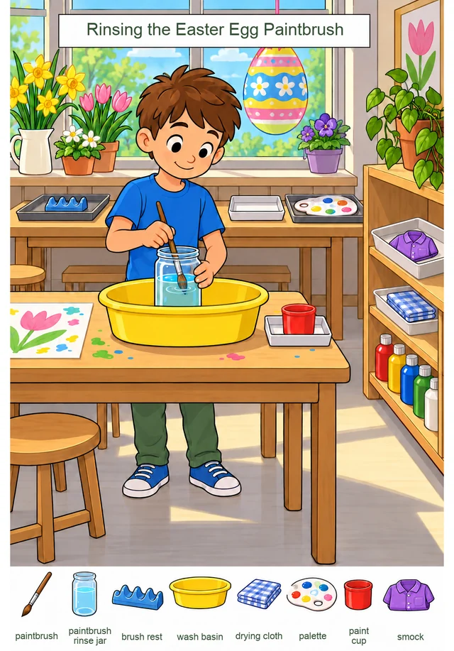Rinsing the Easter Egg Paintbrush colorful hidden picture puzzle preview