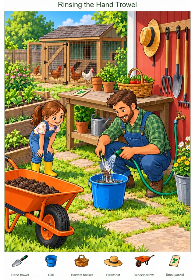 Rinsing the Hand Trowel colorful hidden picture puzzle preview
