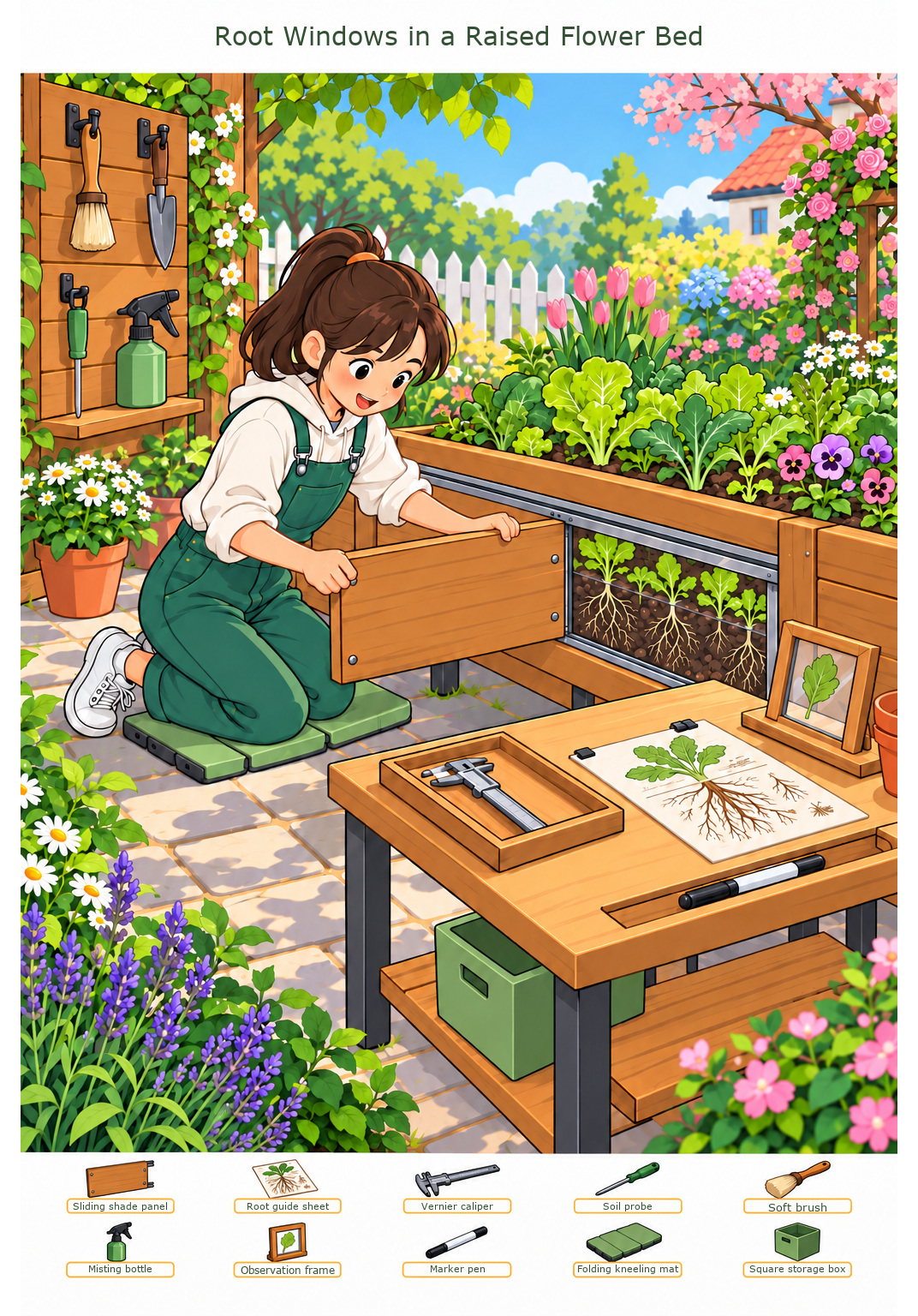 Root Windows in a Raised Flower Bed – full-color hidden picture puzzle with 10 objects to find