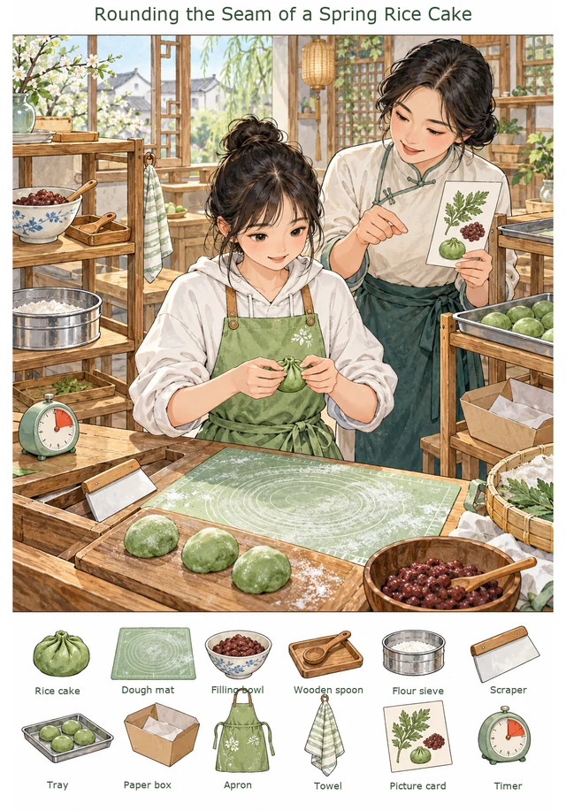 Rounding the Seam of a Spring Rice Cake colorful hidden picture puzzle preview