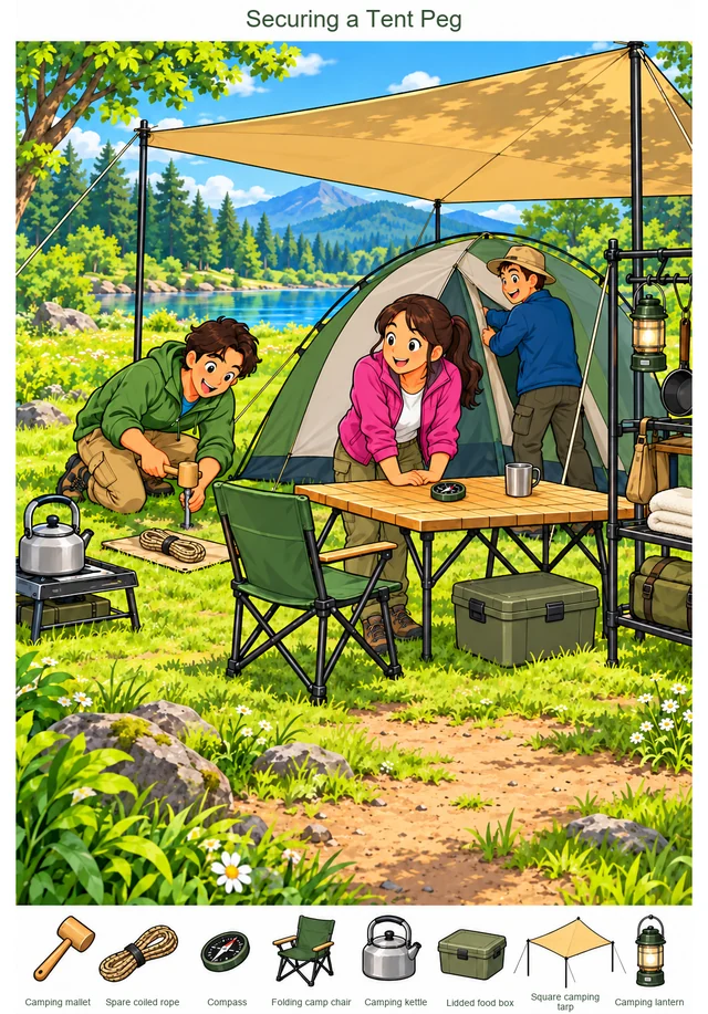 Securing a Tent Peg colorful hidden picture puzzle preview