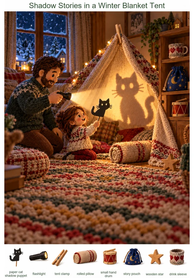 Shadow Stories in a Winter Blanket Tent colorful hidden picture puzzle preview