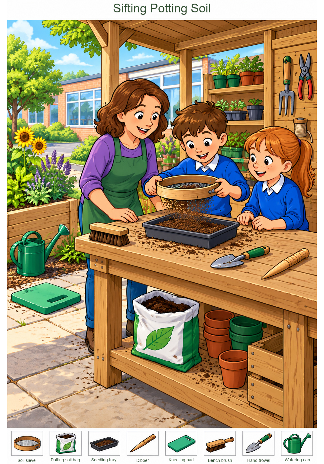 Sifting Potting Soil – full-color hidden picture puzzle with 8 objects to find