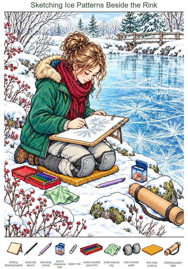 Sketching Ice Patterns Beside the Rink colorful hidden picture puzzle preview
