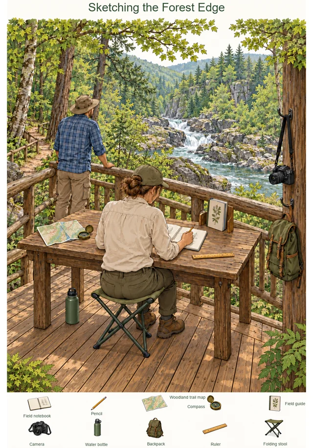 Sketching the Forest Edge colorful hidden picture puzzle preview