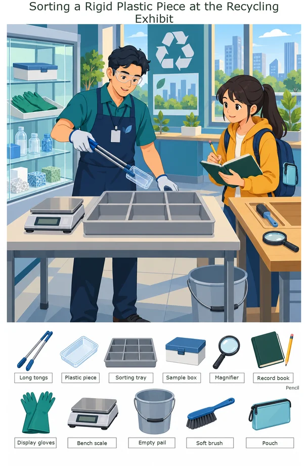 Sorting a Rigid Plastic Piece at the Recycling Exhibit colorful hidden picture puzzle preview
