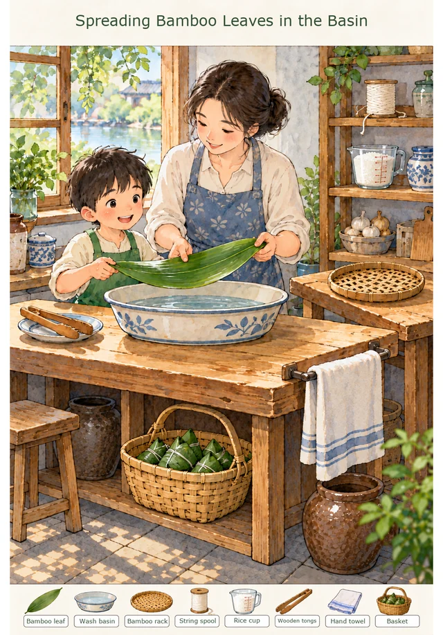Spreading Bamboo Leaves in the Basin colorful hidden picture puzzle preview
