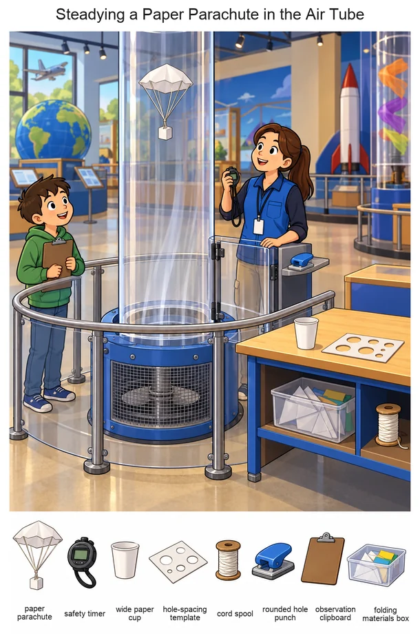 Steadying a Paper Parachute in the Air Tube colorful hidden picture puzzle preview