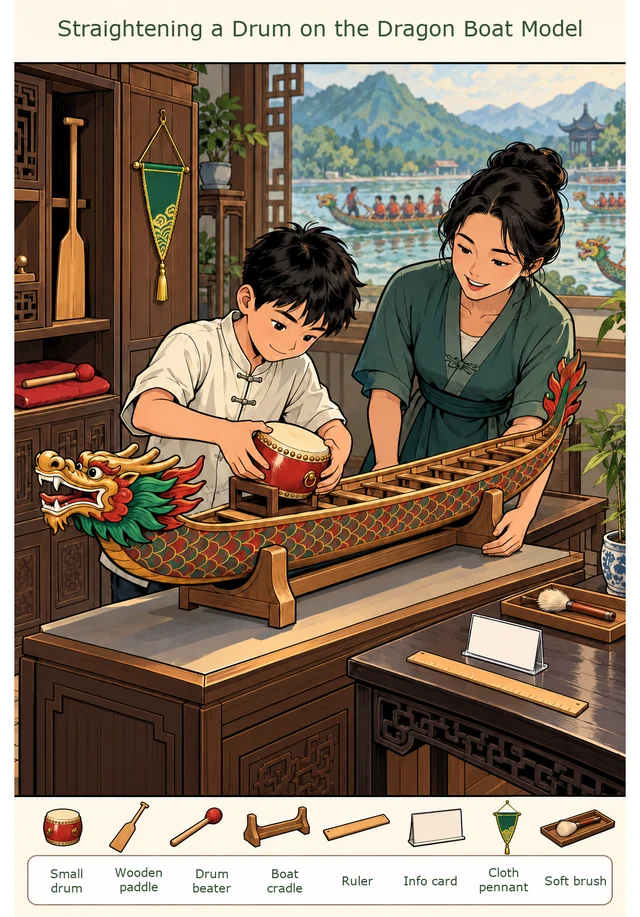Straightening a Drum on the Dragon Boat Model colorful hidden picture puzzle preview