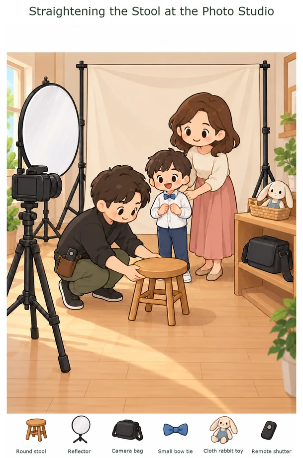 Straightening the Stool at the Photo Studio colorful hidden picture puzzle preview