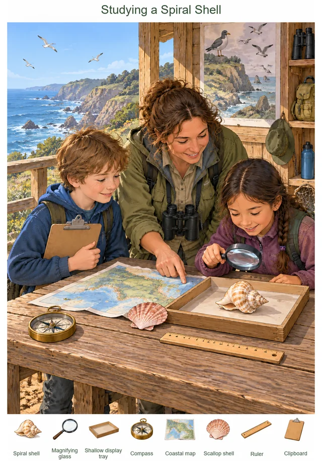 Studying a Spiral Shell hidden picture preview