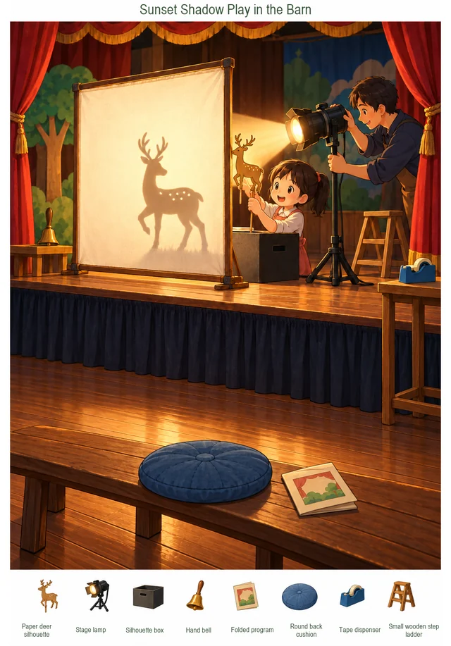 Sunset Shadow Play in the Barn colorful hidden picture puzzle preview