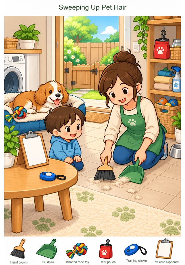 Sweeping Up Pet Hair colorful hidden picture puzzle preview