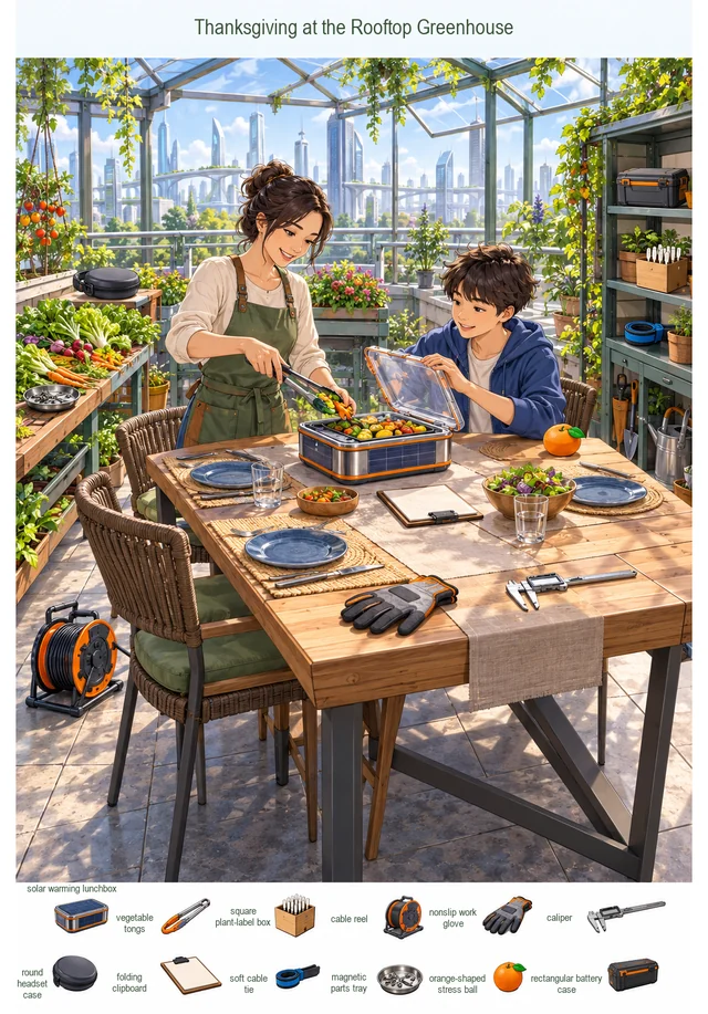 Thanksgiving at the Rooftop Greenhouse colorful hidden picture puzzle preview