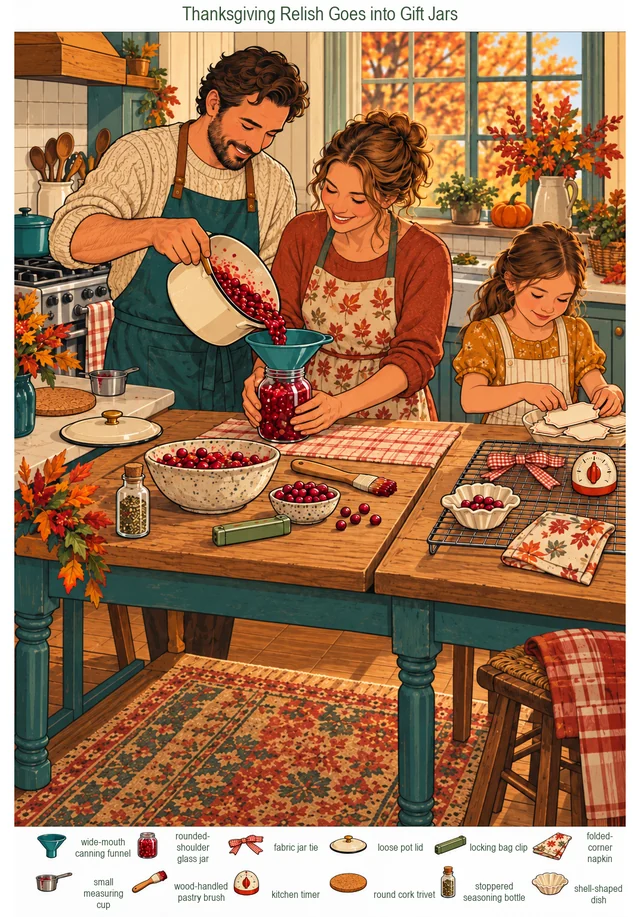 Thanksgiving Relish Goes into Gift Jars colorful hidden picture puzzle preview