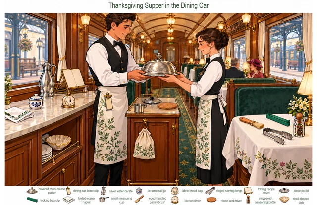 Thanksgiving Supper in the Dining Car colorful hidden picture puzzle preview