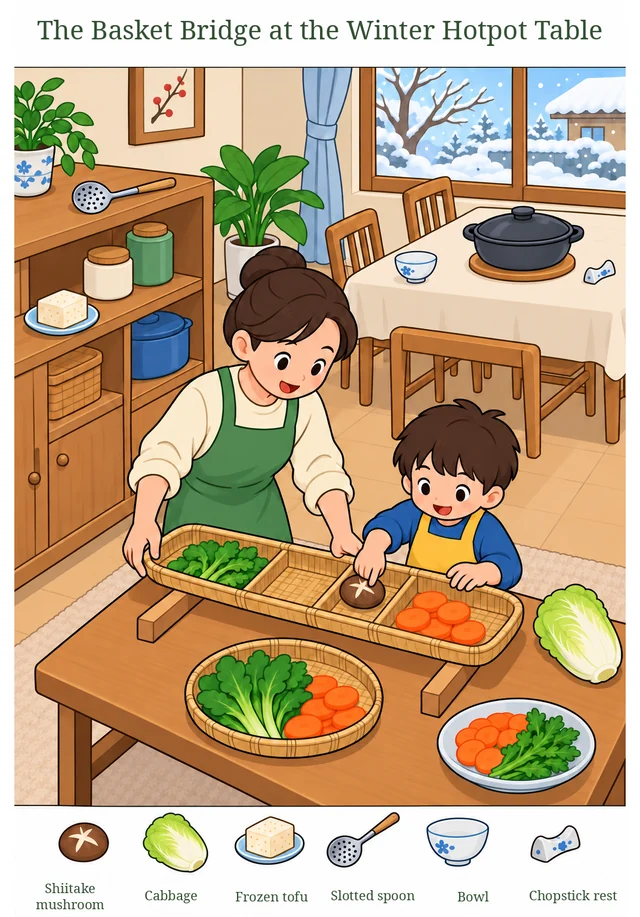 The Basket Bridge at the Winter Hotpot Table colorful hidden picture puzzle preview