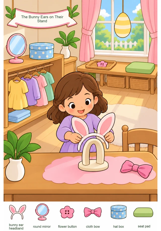 The Bunny Ears on Their Stand colorful hidden picture puzzle preview
