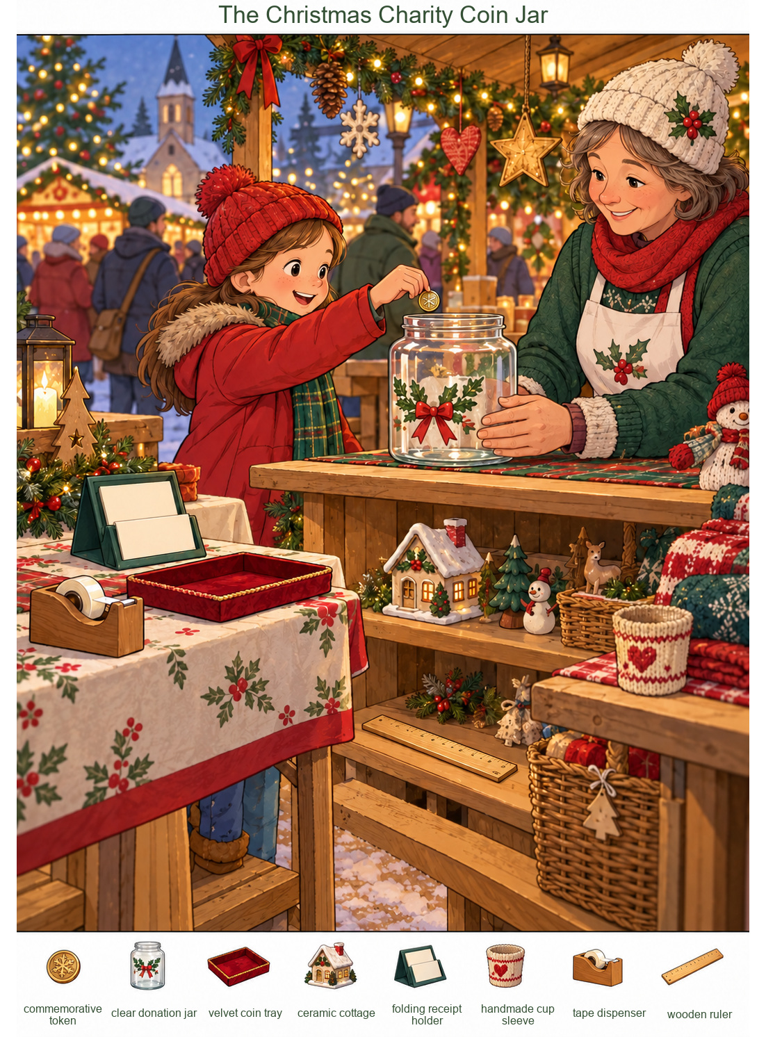 The Christmas Charity Coin Jar – full-color hidden picture puzzle with 8 objects to find