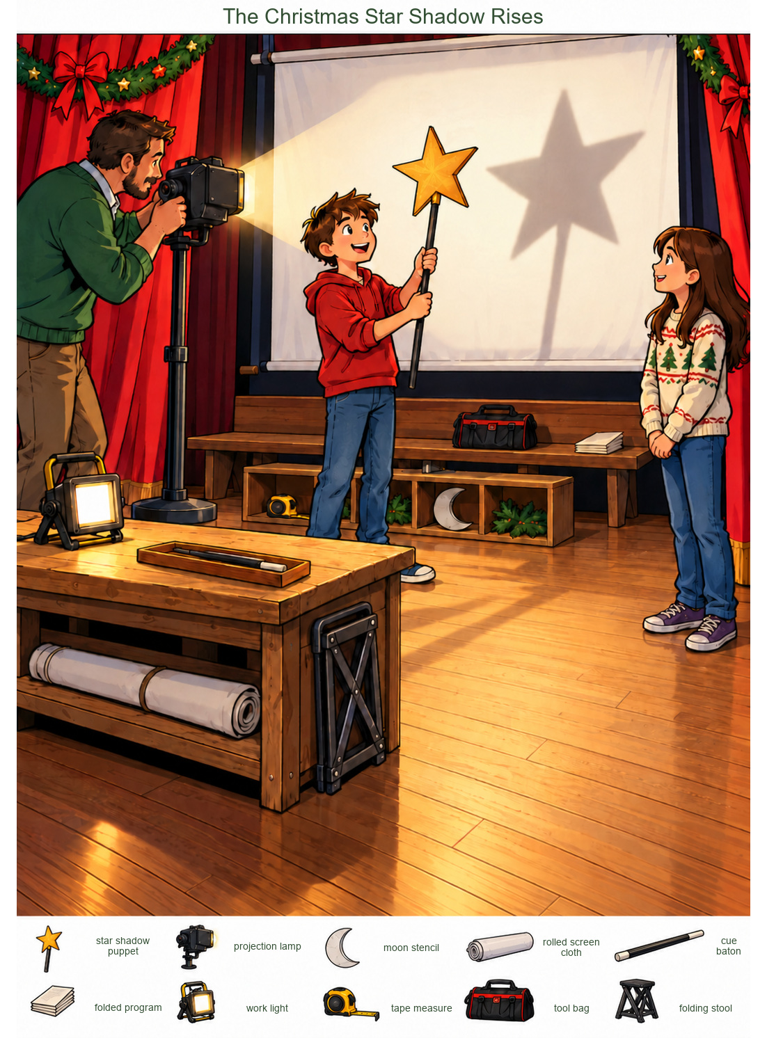 The Christmas Star Shadow Rises – full-color hidden picture puzzle with 10 objects to find