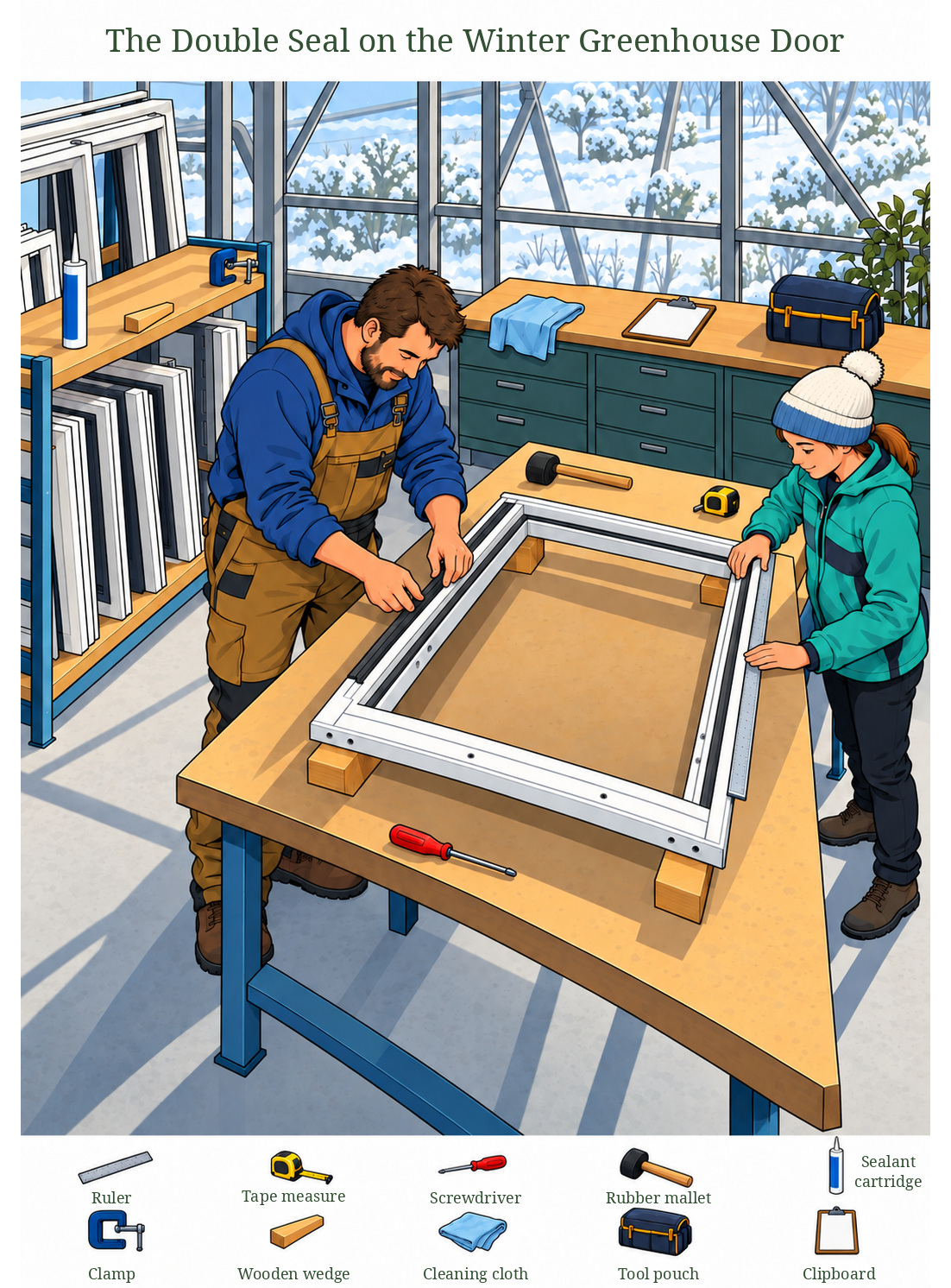 The Double Seal on the Winter Greenhouse Door – full-color hidden picture puzzle with 10 objects to find