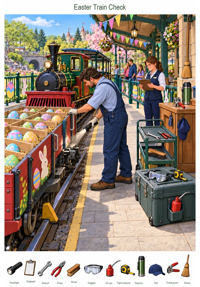The Easter Miniature Railway Check colorful hidden picture puzzle preview
