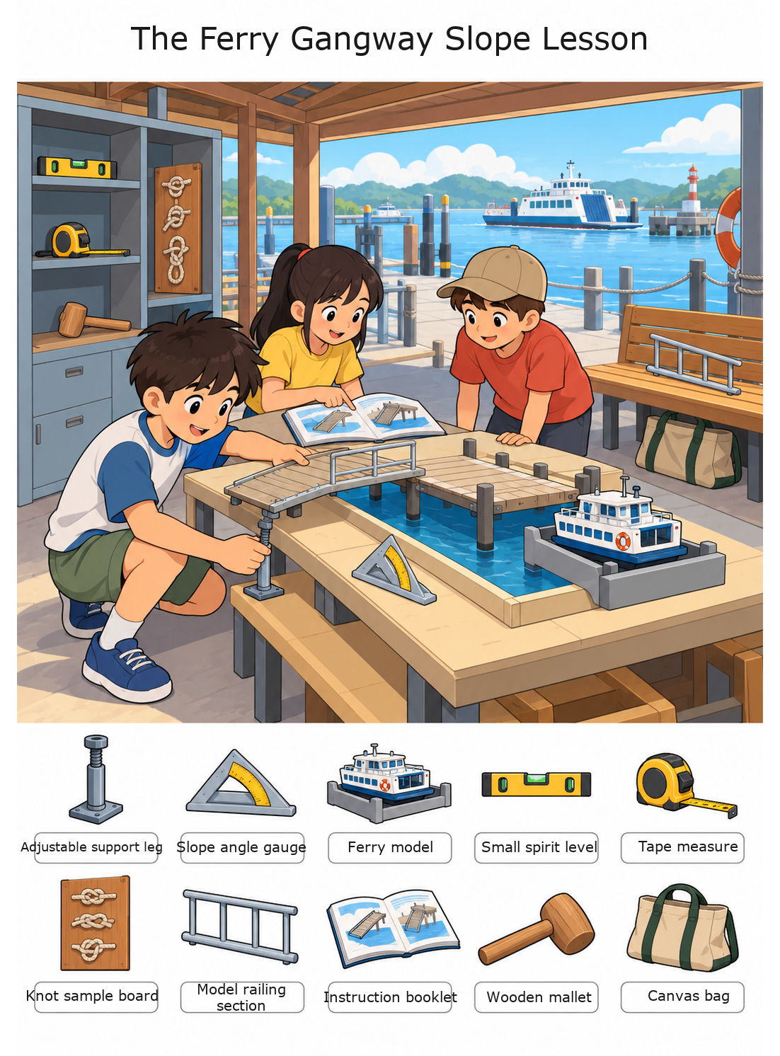 The Ferry Gangway Slope Lesson – full-color hidden picture puzzle with 10 objects to find