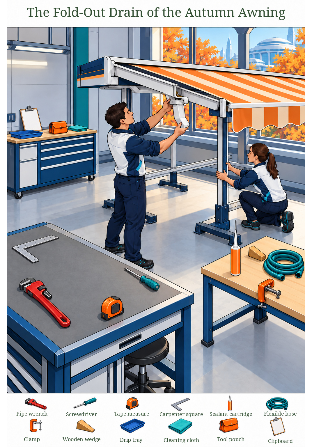 The Fold-Out Drain of the Autumn Awning – full-color hidden picture puzzle with 12 objects to find