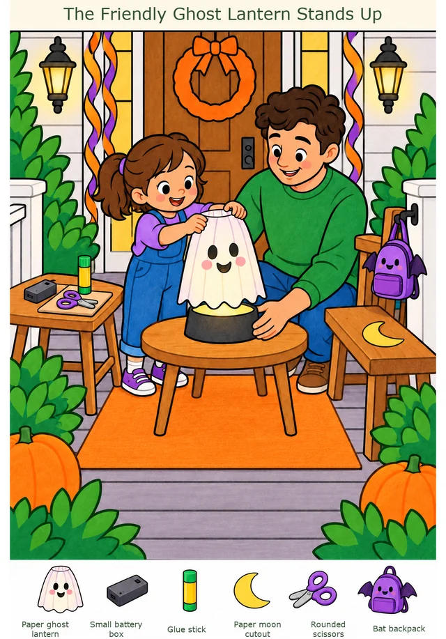 The Friendly Ghost Lantern Stands Up colorful hidden picture puzzle preview