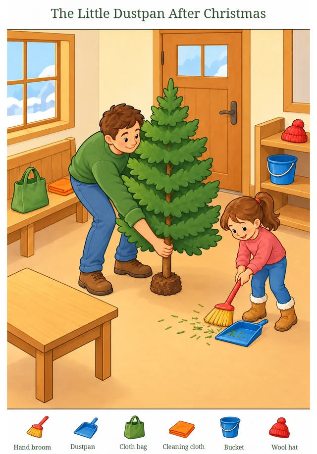 The Little Dustpan After Christmas colorful hidden picture puzzle preview