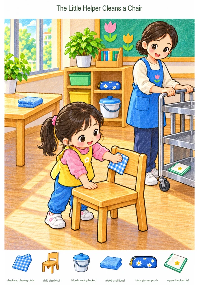 The Little Helper Cleans a Chair colorful hidden picture puzzle preview
