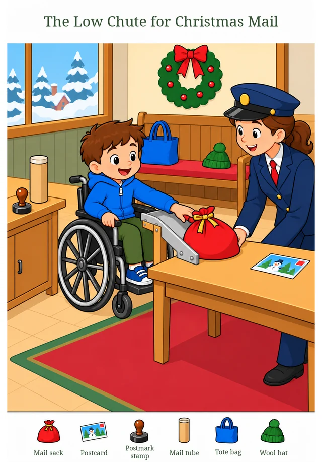 The Low Chute for Christmas Mail colorful hidden picture puzzle preview