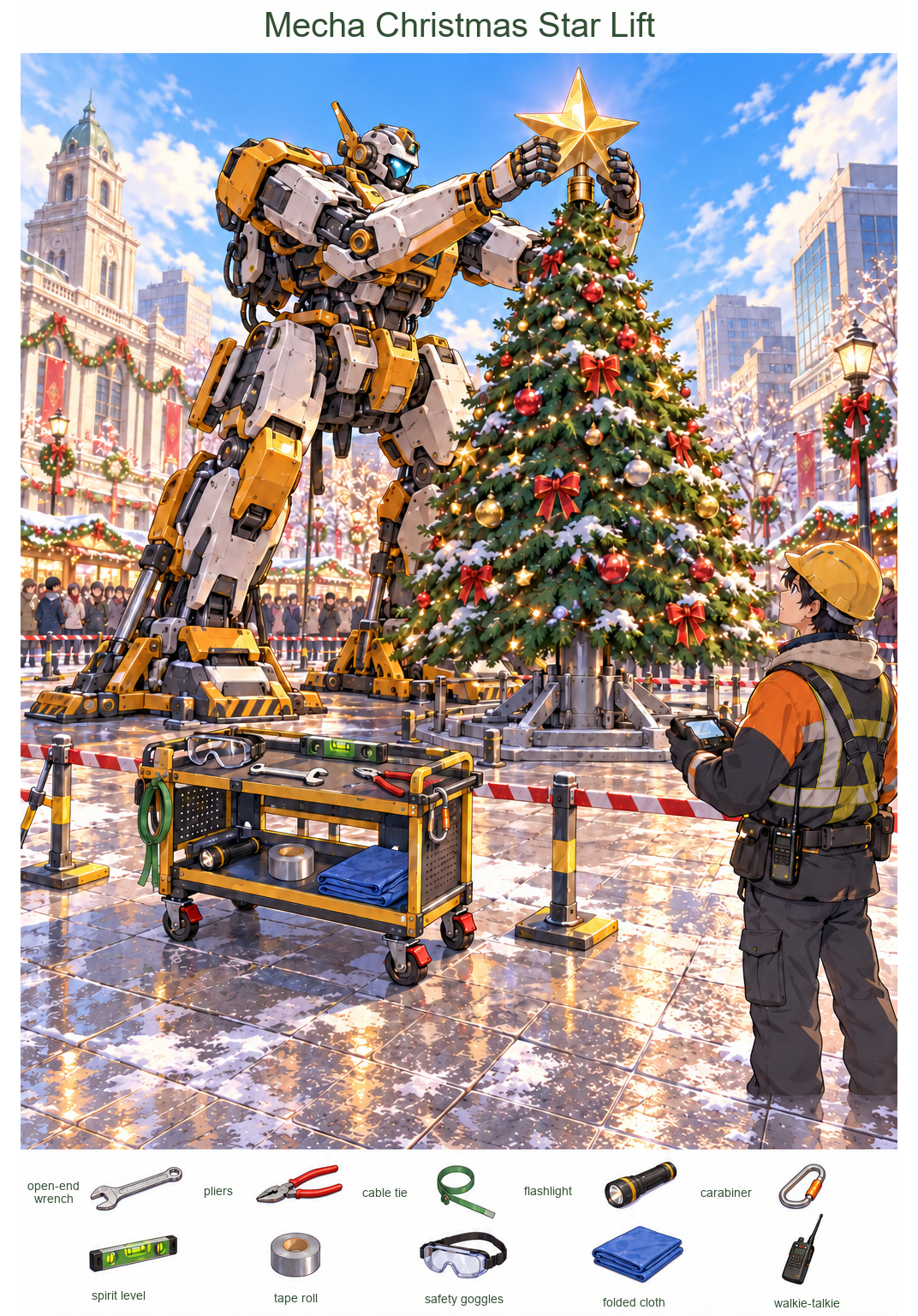 The Mecha Team's Christmas Star Lift – full-color hidden picture puzzle with 10 objects to find